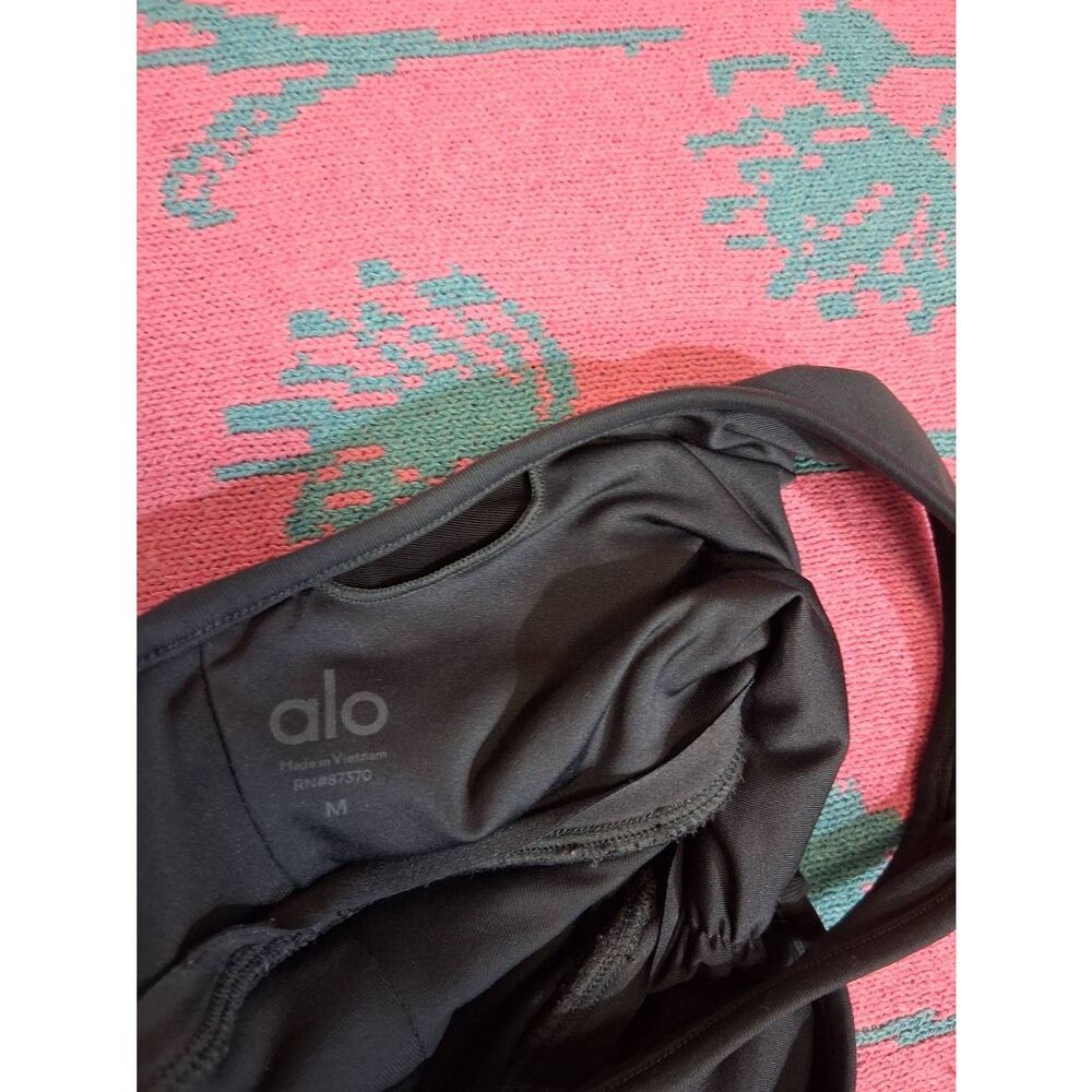 Alo yoga womens medium sports bra gray cinched ruched gym Activewear running - Picture 5 of 8
